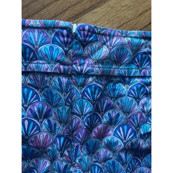 Talbots Blue & Purple Shell Print Skirt | Fan Pattern | Size 12 - Picture 5 of 6